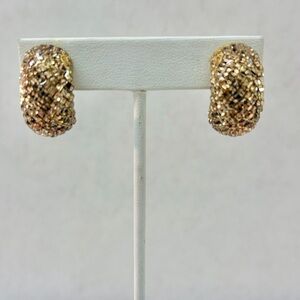 Vintage Jarin Pave Crystal Rhinestone Half Hoop Clip On Earrings Made In USA